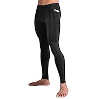 SS COLOR FISH Mens Basketball Leggings with Knee Pads 3/4 Compression Tights  Pants Sports Athletic Baselayer Black Large
