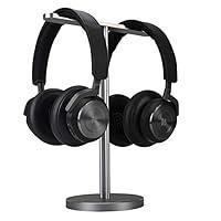 Headphone Stand, Walnut Wood & Aluminum Headset Stand, Nature Walnut Gaming Headset Holder with Solid Heavy Base for All Headphone Sizes (Black)