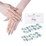 Danni & Toni Semi Cured Gel Nail Strips Gold Foil (Gilded Waves) Nude Gel Nail Stickers Glossy Nail Wraps 28 Stickers