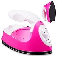 QuuCLY Mini Heat Press Machine Mini Irons for Crafts Portable Heat Press  Easy for T-Shirts Shoes Hats and Small HTV Vinyl Projects Transfer(Pink)