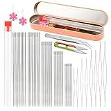 UOOU 28 Pcs Beading Needles Set Include 20 Pcs Long Straight Beading Thread  Needles + 8 Pcs Big Eye Beading Needles, Embroidery Needles with Needle  Bottle, Thimble, Needle Threaders for Jewelry Making 