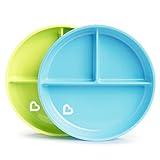 Bumkins Silicone Grip Dish, Suction Plate, Divided Plate, Baby Toddler  Plate, BPA Free, Microwave Dishwasher Safe , Blue-GD, 1 Count