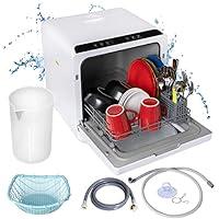 AGLUCKY Countertop Dishwasher, Portable Dishwasher with 1.9Gal Smart Water  Tank, Small Dishwasher with 6 Programs, No Hookup Needed, 24H Timing