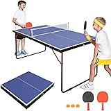 Sudzendf Blue Foldable Table Tennis Tables With 2-Paddles, Game Net And 3 Balls 2702w1902