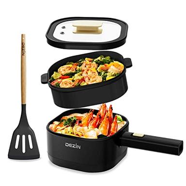 Dezin Electric Hot Pot, Rapid Noodles Cooker, Stainless Steel Mini Pot Perfect for Ramen, Egg, Pasta, Dumplings, Soup, Porridge, Oatmeal Wit