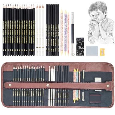 Heshengping 48 Color Colored Pencils Set for Coloring Books with 3